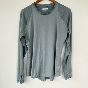 Columbia Green Grey Long Sleeve Crew Neck Shirt L Large